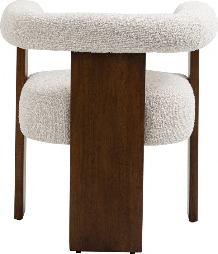 Barrel Boucle Fabric Dining Chair - Walnut