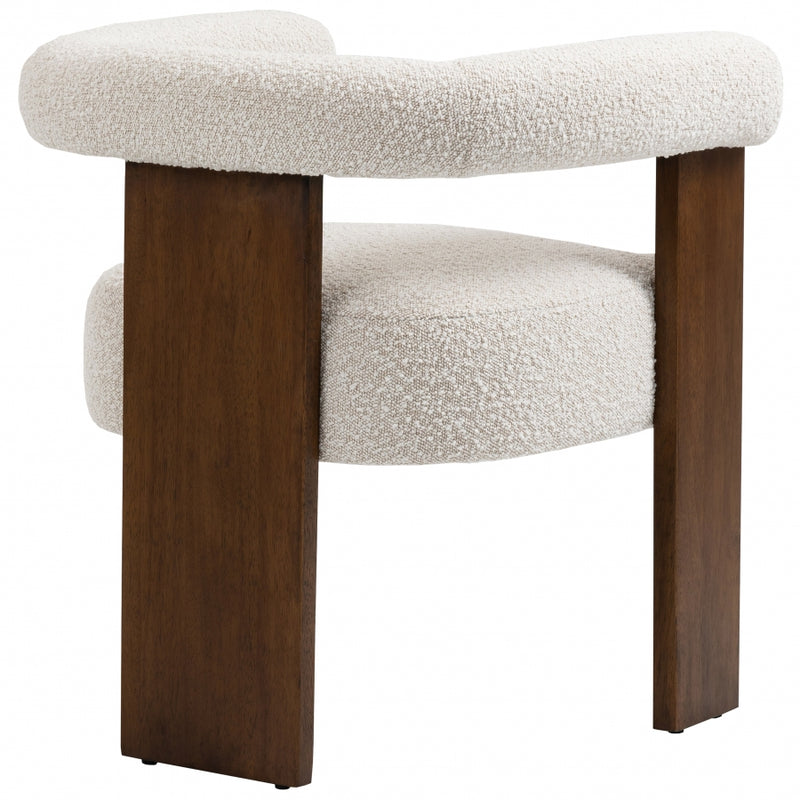 Barrel Boucle Fabric Dining Chair - Walnut