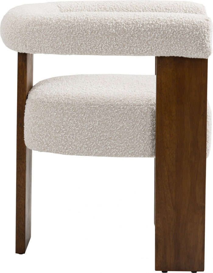 Barrel Boucle Fabric Dining Chair - Walnut