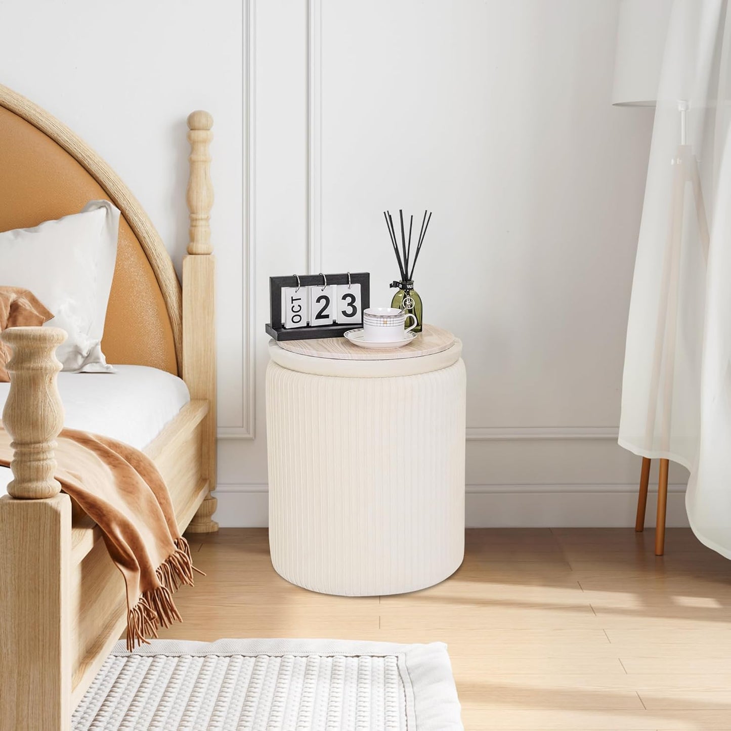 Storage Set of 2 Multifunctional Upholstered Velvet Makeup Vanity Stool Chair