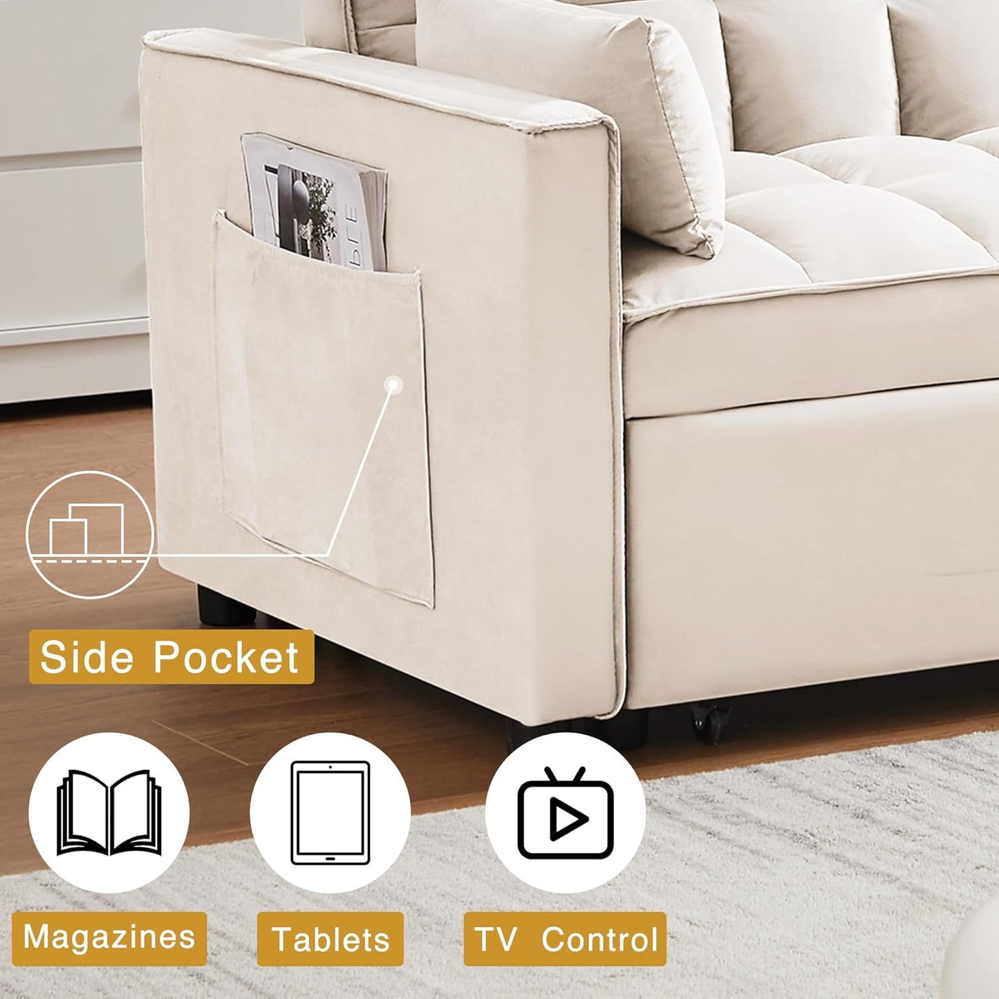 3 in 1 Convertible Sleeper Sofa Bed