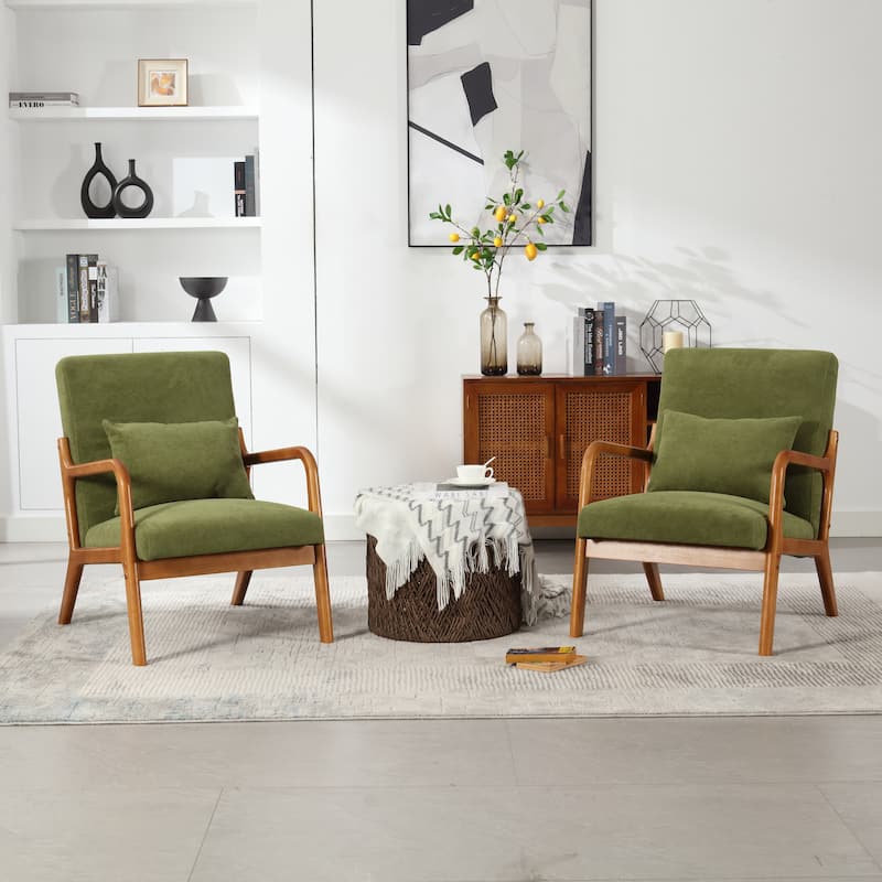 Modern Accent Solid Wood Padding Lounge Armchairs