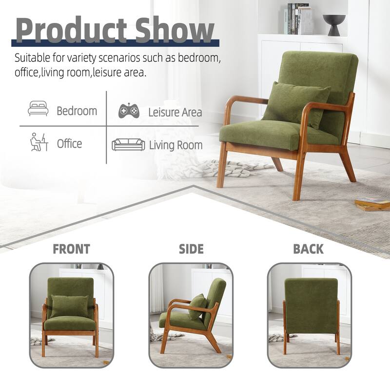 Modern Accent Solid Wood Padding Lounge Armchairs
