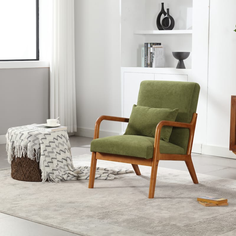 Modern Accent Solid Wood Padding Lounge Armchairs