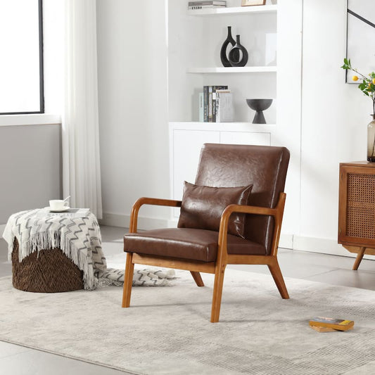 Modern Accent Solid Wood Padding Lounge Armchairs