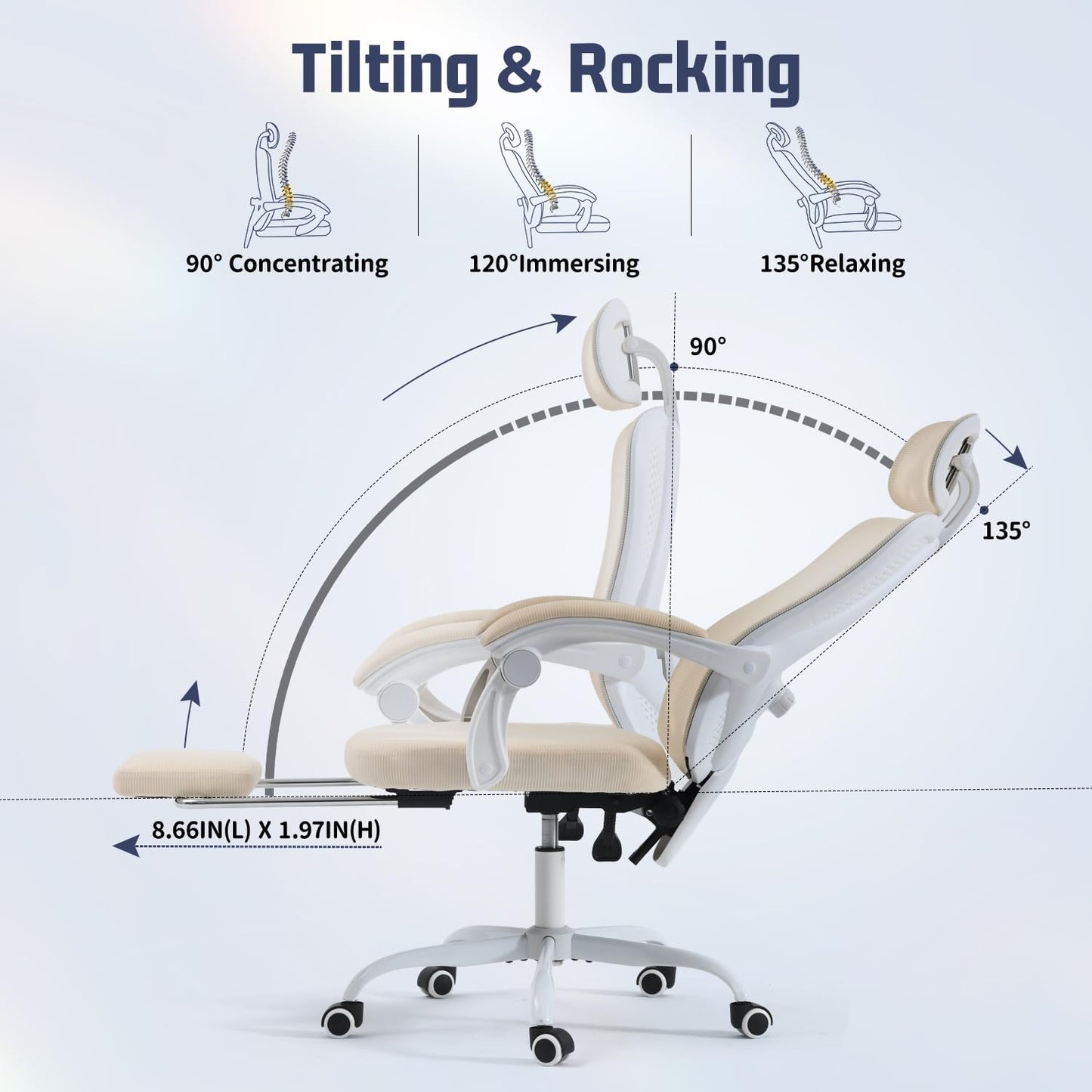 Ergonomic Office Chair with Retractable Footrest