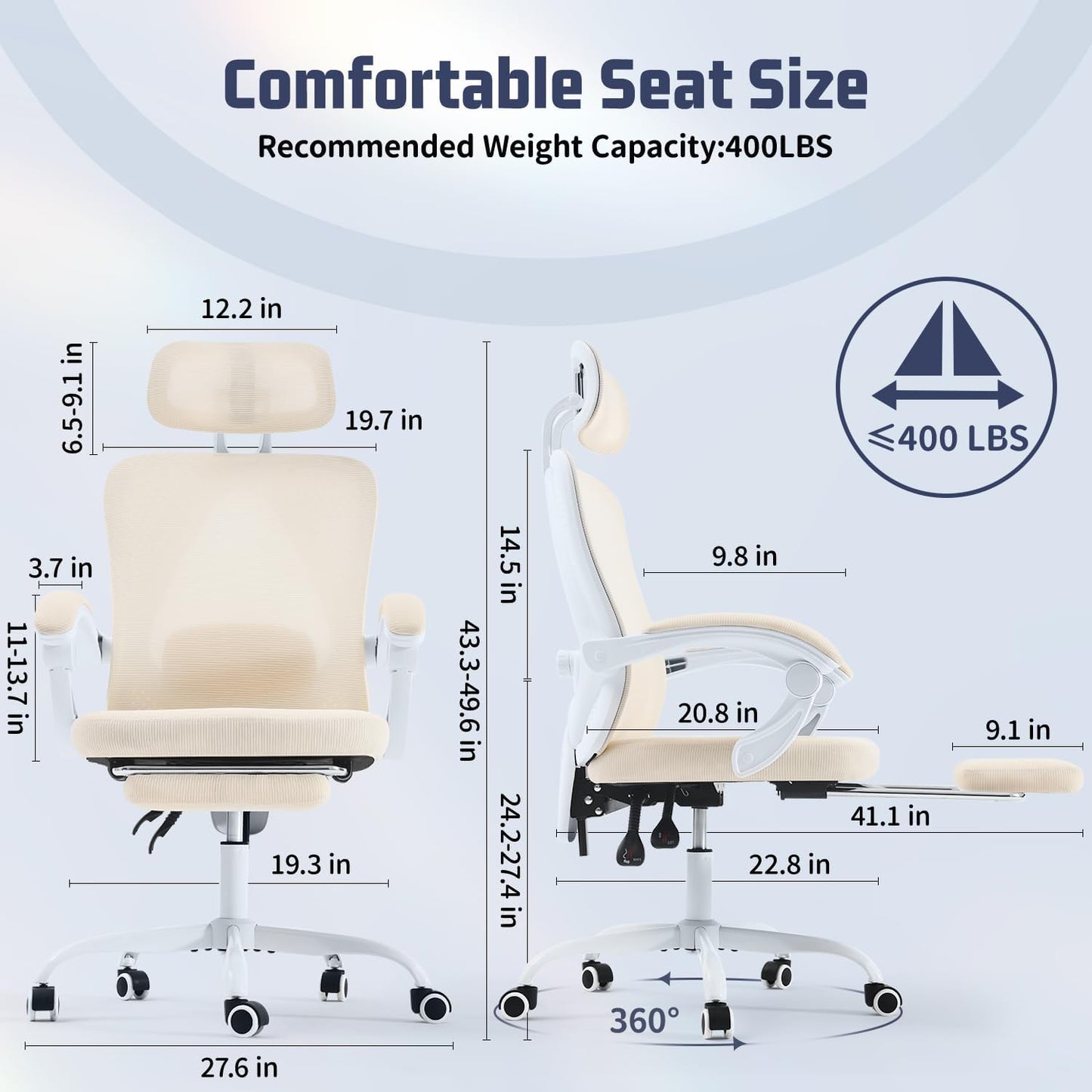 Ergonomic Office Chair with Retractable Footrest