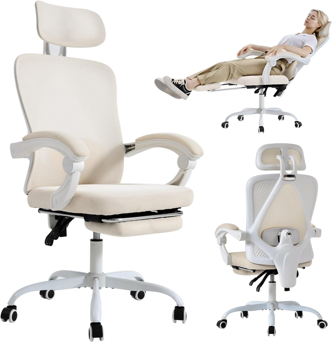 Ergonomic Office Chair with Retractable Footrest