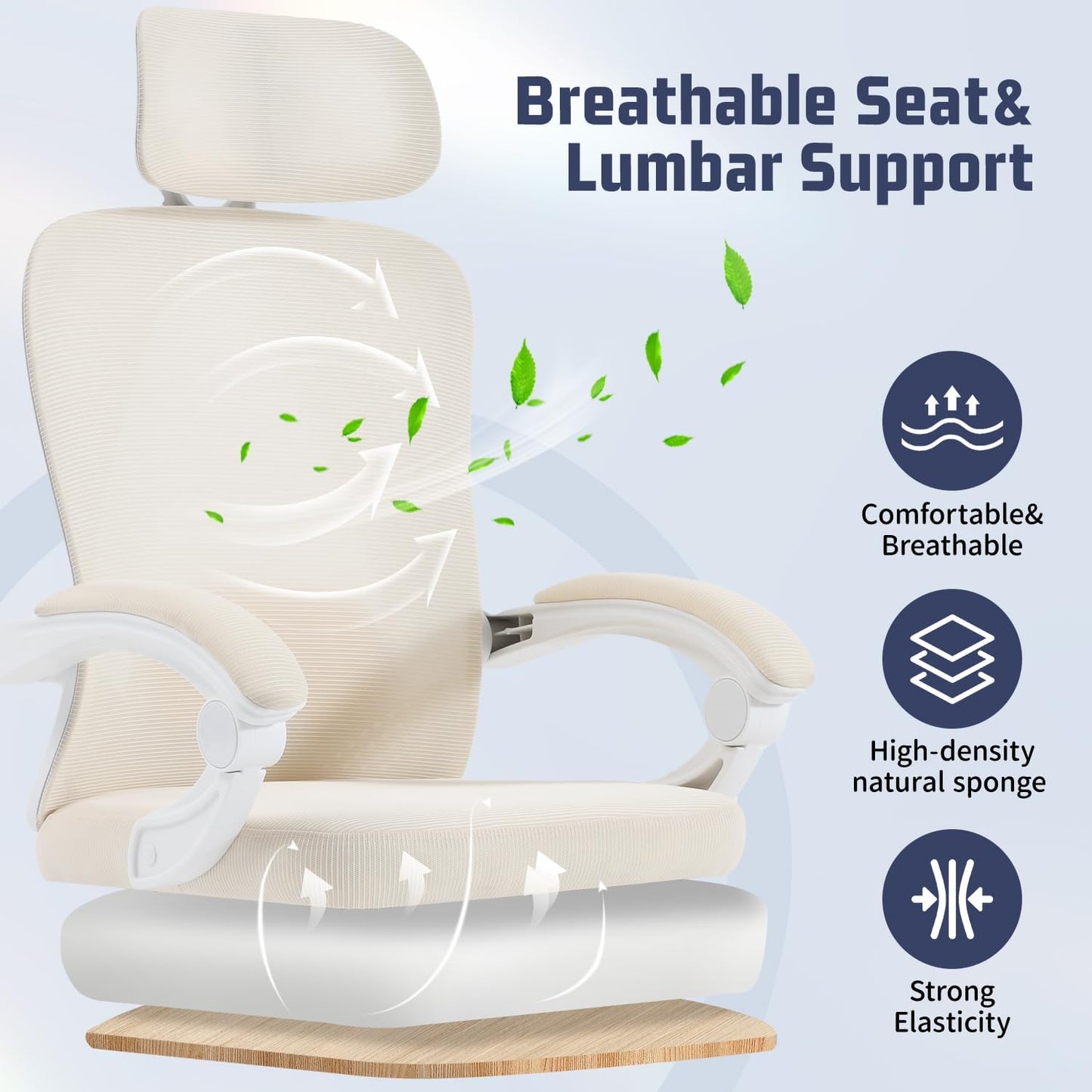 Ergonomic Office Chair with Retractable Footrest