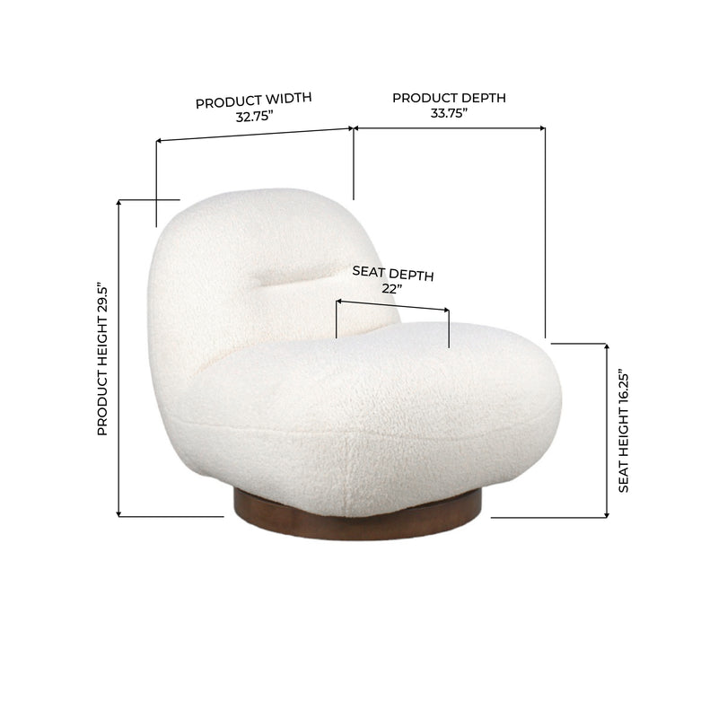 Swivel Lounge Chair - Ivory Sherpa
