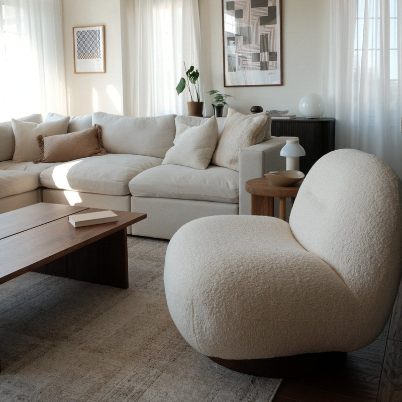 Swivel Lounge Chair - Ivory Sherpa