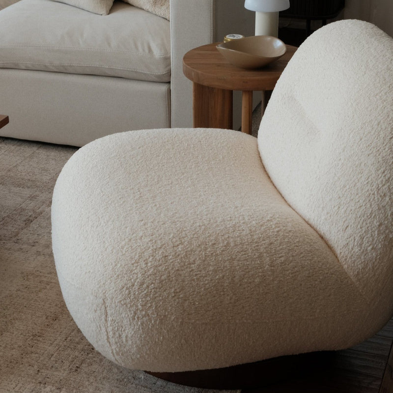 Swivel Lounge Chair - Ivory Sherpa