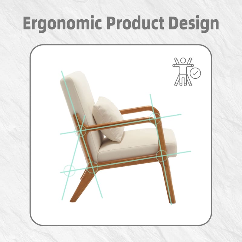 Modern Accent Solid Wood Padding Lounge Armchairs