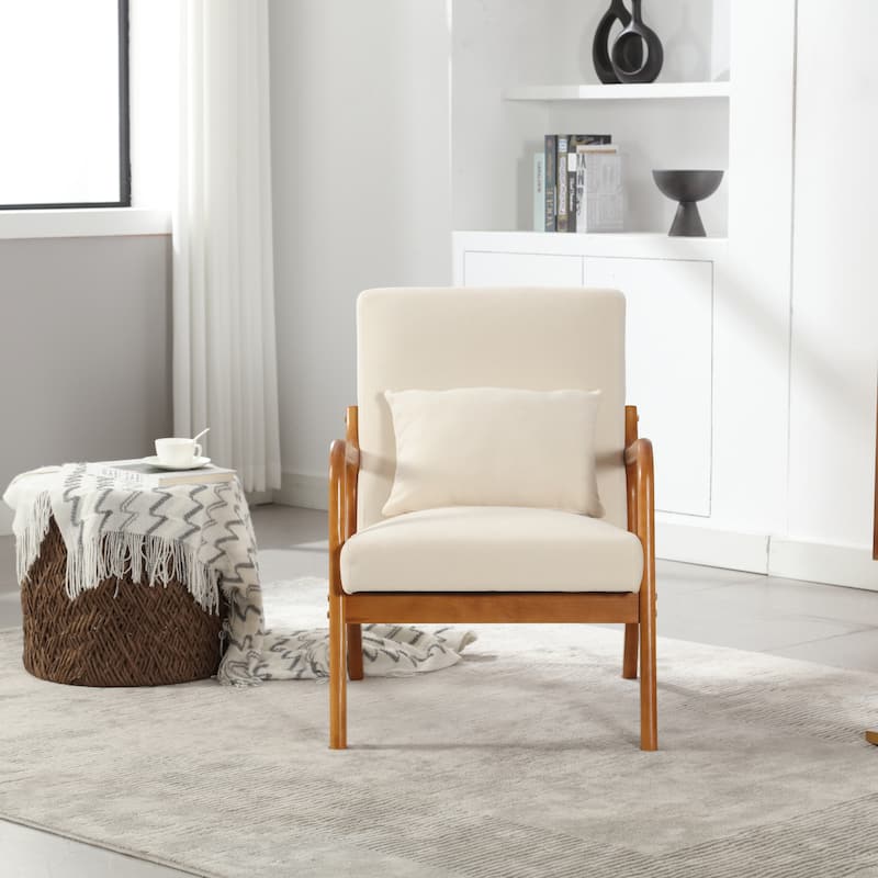 Modern Accent Solid Wood Padding Lounge Armchairs