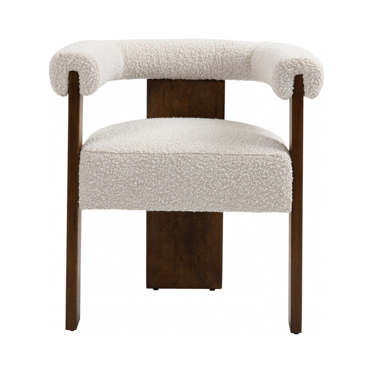 Barrel Boucle Fabric Dining Chair - Walnut
